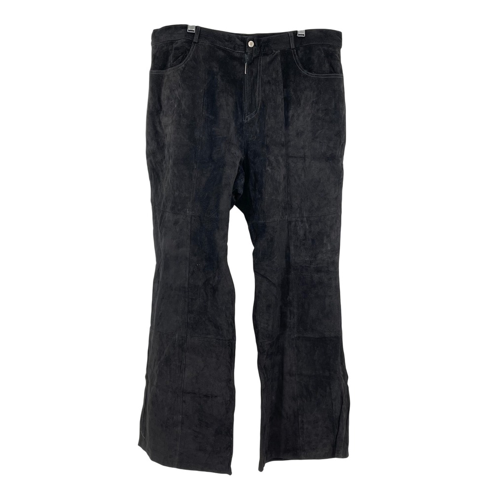Vintage Dead Stock Rampage Black Suede Leather Pants Flare 3X Y2K 90's Retro